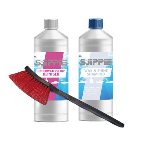 Sjippie Paket Unterwasserschiff-Reiniger und Wax&Shine Shampoo mit Schmalbürste