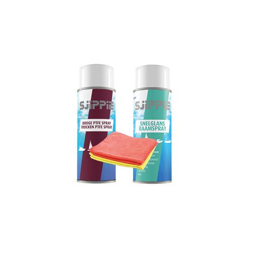 Sjippie-Paket Schnellglanz-Fensterspray PTFE trocken mit 2 Tüchern
