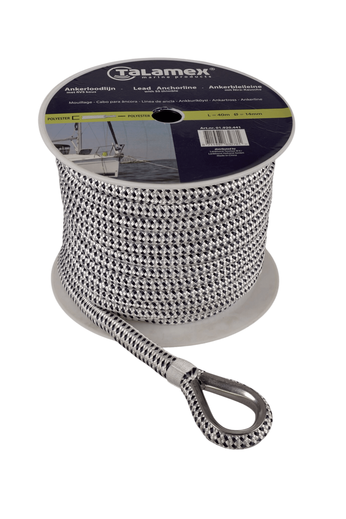 Talamex Ankerleine geflochtenes Polyester mit Bleieinlage – 10 mm × 30 m